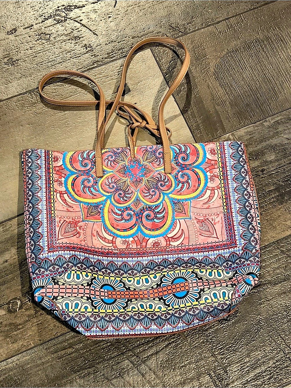Desigual Patterned Tote in Pink & Blue